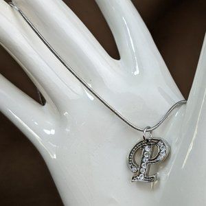 Vintage Avon Monogram Letter P Necklace Snake Chain